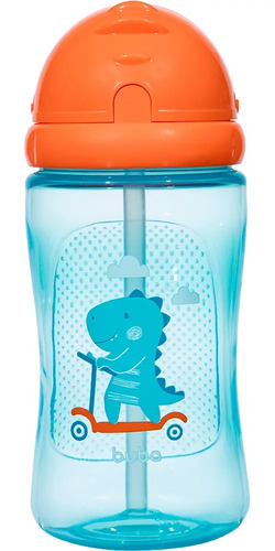 Garrafinha Infantil Com Canudo Dino 400ml 12m+ Azul - Buba Dinossauro