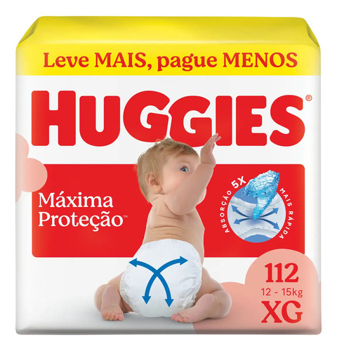 Huggies Fralda Descartável Máxima Proteção Xg - 112 Un Sem Gênero