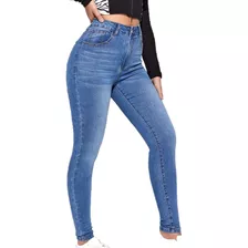 Jean Chupin Tiro Medio Alto Elastizado Mujer Clasico Cropped