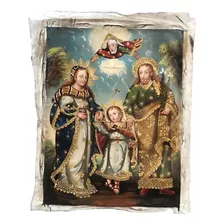 Pintura Óleo Sobre Tela Cusquenho - Sagrada Família