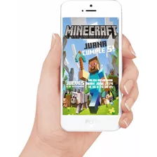 Minecraft Tarjeta Invitacion Digital Personalizada Whatsapp
