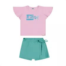 Conjunto Infantil Menina Blusa E Shorts Saia Marlan 64834