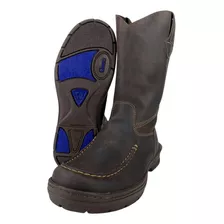 Bota Classic Para Trabalho Em Couro Cano Mole Bico Redondo