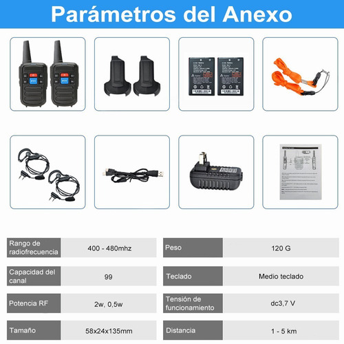 2 Radios Walkie Talkie Usb Recargable 99 Canale Mini 5km Foto 8