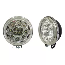 Par Faro Auxiliar 12 Led Redondo Auto Camioneta 4x4 C/sop