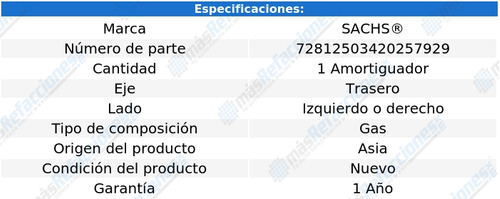 1 Amortiguador Gas Tras Izq/der Lupo 04 Al 08 Sachs Foto 2