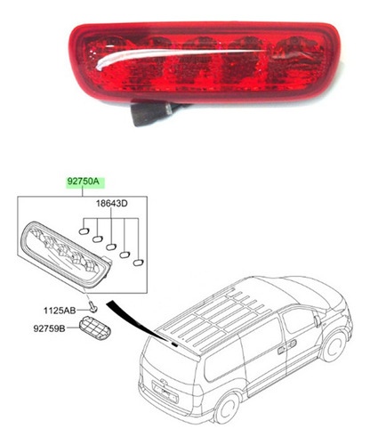 Fwefww Tercera Luz De Freno Para Hyundai H-1 I800 Wing Foto 6