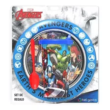 Set Regalo Avengers Plato Playo Vaso Tapa Cafe Blister