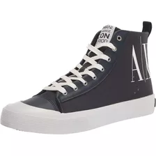 Tenis Armani Exchange Ax Lona Casuales De Bota Premium Azul