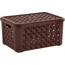 Caixa Organizadora Rattan 5 Litros C/tampa 24x17x12cm Cor Chocolate