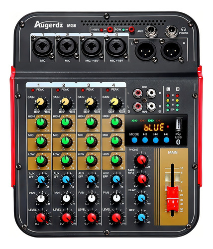 Consola Mezclador Profesional De 6 Canales Augerdz Mg6
