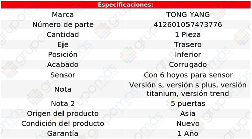 Defensa Tra Inf C/6 Hoyos P/sensor Corrug Escape 17-19 Foto 2