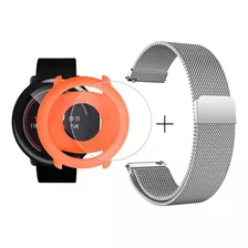 Kit Pulseira Metal + Capa Silicone + Pelicula Amazfit Pace 