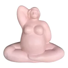 Escultura Yoga Em Cerâmica Rosa - Tam. 15 X 13cm