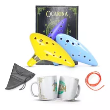 Flauta Ocarina Cerâmica 12 Furos Em C Dó + Caneca Jogo Zelda