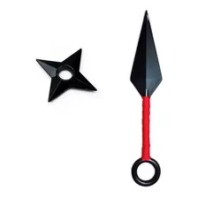 Kit Naruto Kunai Vermelha De 23,5cm + Shuriken De 9cm Anime