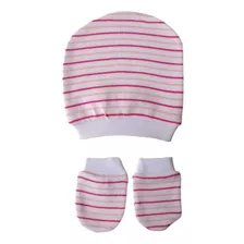 Kit 2 Peças - Touca E Luvinhas P/ Bebê Algodão Enxoval Gorro