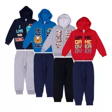 Kit 4 Agasalhos Zíper + 4 Calça Infantil Menino Do 1 Ao 8