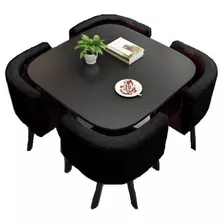 Juego De Mesa Comedor Redonda Madera Simil Haya C/4 Sillas 