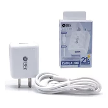 Cargador Usb 2.1a Carga Rápida + Cable Micro Usb Color Blanco