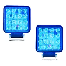 Par Farol Led Azul 16 Leds 48w Trilha Pulverizador Agricola