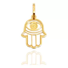 Pingente Mão De Fátima Hamsa Em Ouro 18k