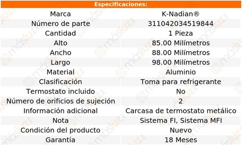 Toma De Refrigerante Mercury Mystique V6 2.5l 95/00 K-nadian Foto 3