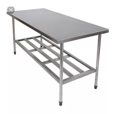 Mesa Inox De Serviço 1,90x70 Com Prateleira Ótima Qualidade 