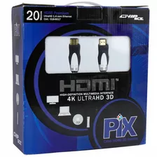 Cabo Hdmi 20 Metros 2.0 4k Ultra Hd 19 Pinos Pix 6017 M. F