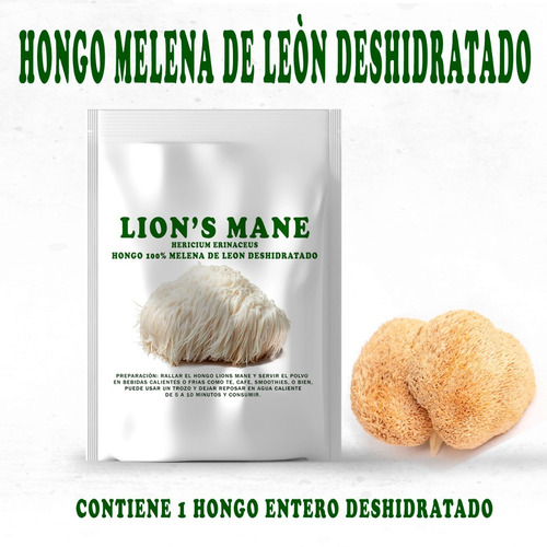 Hongo Lions Mane Melena De Leon Entero Deshidratado