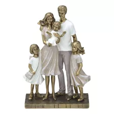 Escultura Estatueta Estátua Família Casal E Três Filhas Luxo