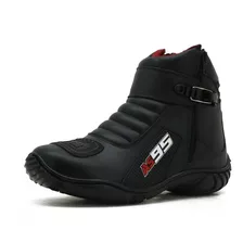 Bota Coturno Motociclista Atron As95 Couro Legítimo Zíper 