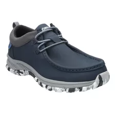 Zapatilla Cuero Hombre Jovan Azul Hush Puppies