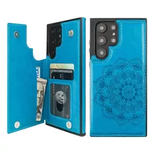 Funda Billetera Celeste Mandala Para Galaxy S22 Ultra