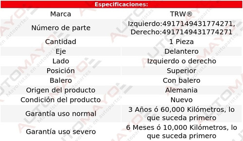 1/ Base Amortiguador Delantera Sup Trw Intrigue 1998-2002 Foto 2