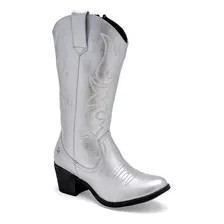 Bota Vaquera Metalica Moramora 110888 Gris Para Mujer Tx7