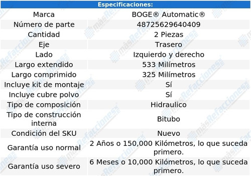 Kit 2 Amortiguadores Tra Boge Gto Rwd V8 6.4l 64 Al 66 Foto 2