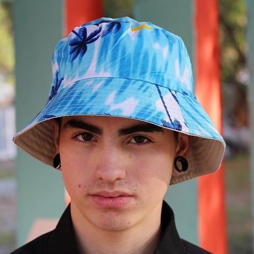 Chapeu Bucket Hat Floral Dupla Face Azul Novo Pronta Entrega
