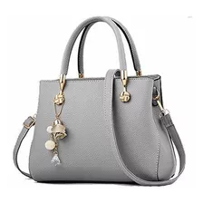 Bolso Para Dama Gris Claro Tote Cuero Sintético Jeniulet