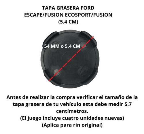 Tapa Grasera Ford Fiesta Escape Fusion Ecosport 5.4 Cmts  X4 Foto 3