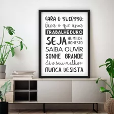 Quadro C/ Moldura 60x80cm Frase Para Sucesso Trabalho Sonhe