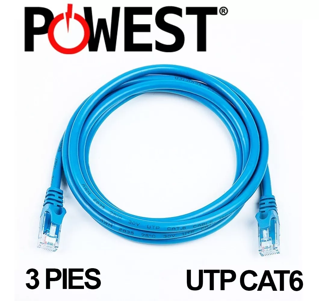 Cable De Red Utp Patch Cord Powest Cat6 Certificado 3 Pies