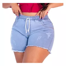 Short Plus Size Jeans Cintura Alta Elástico Elastano Cores