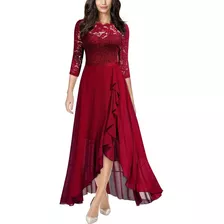 Vestido Miusol Mujer Elegante Floral Fiesta Boda Rojo