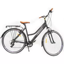 Bicicleta Urbana Hibrida Dama Rodado 28 Aluminio Shimano Color Negro
