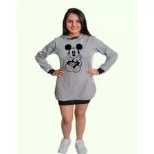 Vestido Blusa Moletom Mickey Cinza 