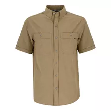 Camisa Con Manga Corta Redwood Melange De Hombre Verde