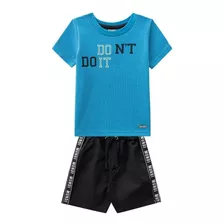 Conjunto Infantil Menino Camiseta E Bermuda Sarja