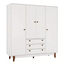 Guarda-roupa Casal 4 Portas 3 Gavetas Branco 12190 - Olivar