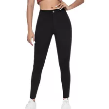 Pantalon Mujer Bengalina Elastizada Tiro Alto Negro Chupin